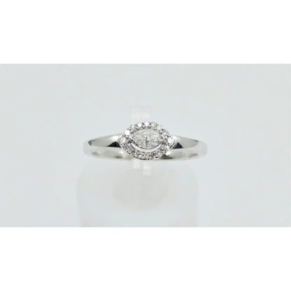 10K White Gold Round & Marquise Cut Diamond Ring