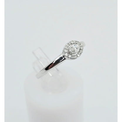 10K White Gold Round & Marquise Cut Diamond Ring