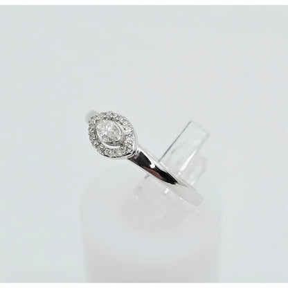 10K White Gold Round & Marquise Cut Diamond Ring