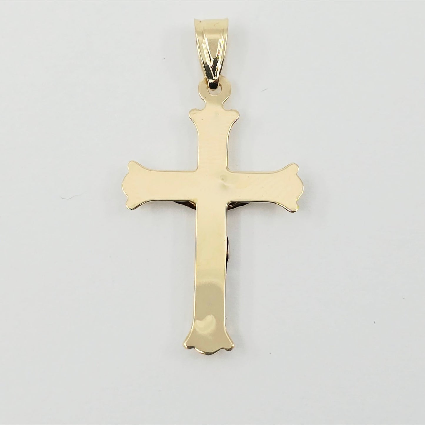 14K Two Tone Gold Jesus on Cross Charm Pendant