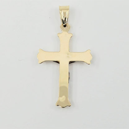 14K Two Tone Gold Jesus on Cross Charm Pendant
