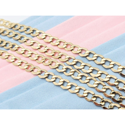 14K Yellow Gold Cuban Curb Link Chain Necklace