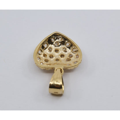 18K Yellow Gold 3D Heart Charm Puffy CZ Pendant