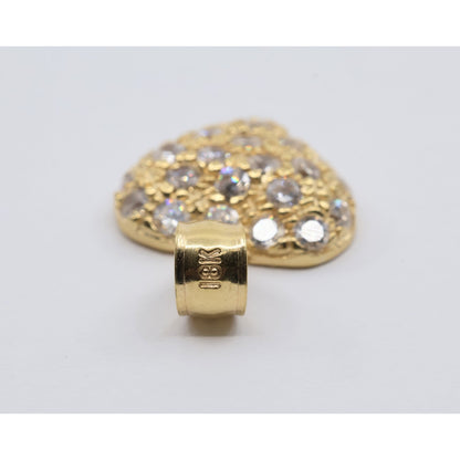 18K Yellow Gold 3D Heart Charm Puffy CZ Pendant