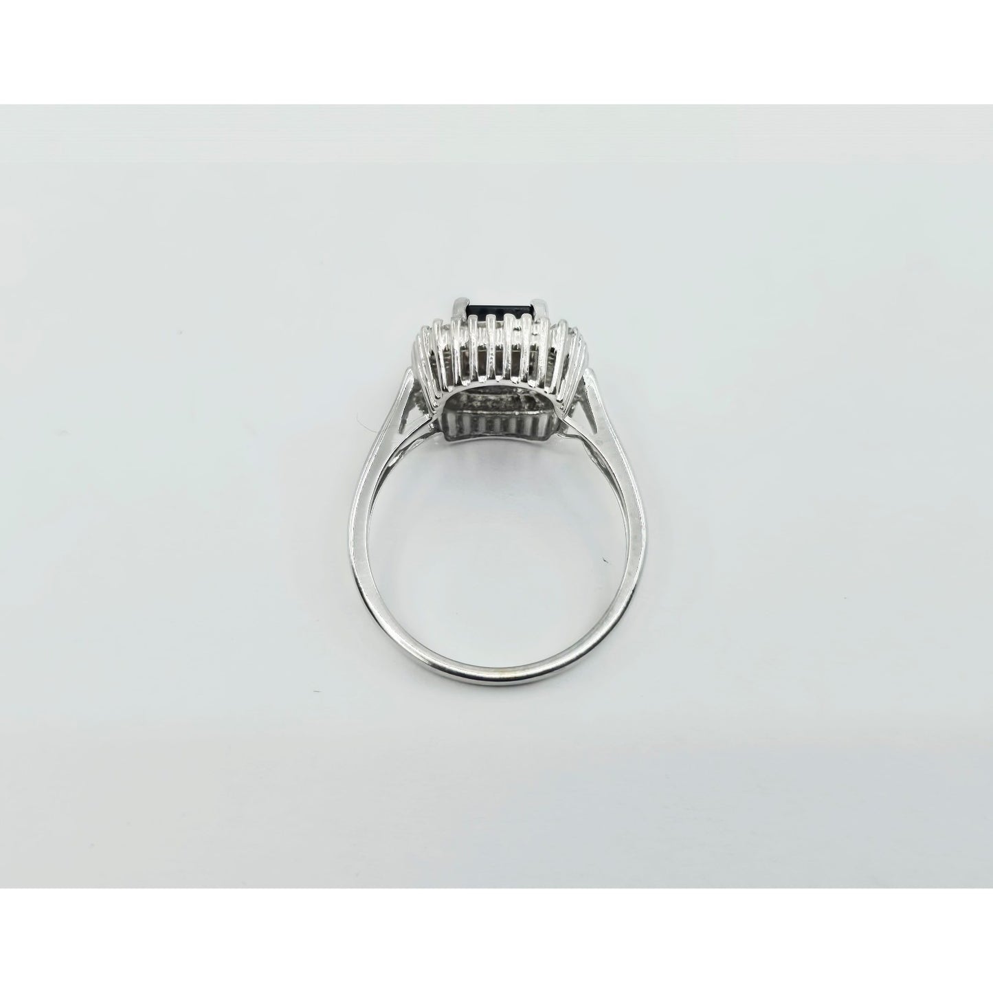 Effy 14K White Gold Blue Sapphire & Baguette Diamonds Halo Ring