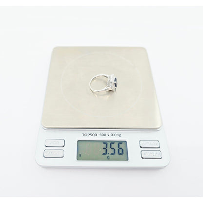 Effy 14K White Gold Blue Sapphire & Baguette Diamonds Halo Ring
