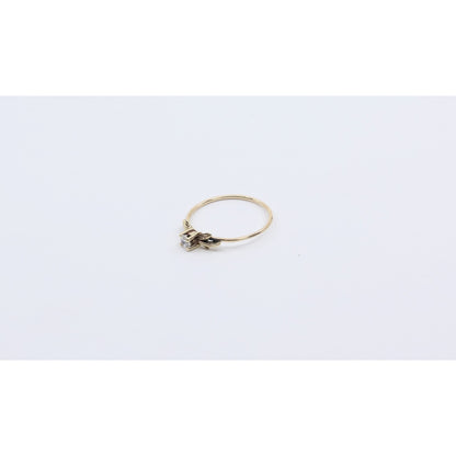 14K Yellow Gold Solitaire Leaf Vine Floral Design Ring