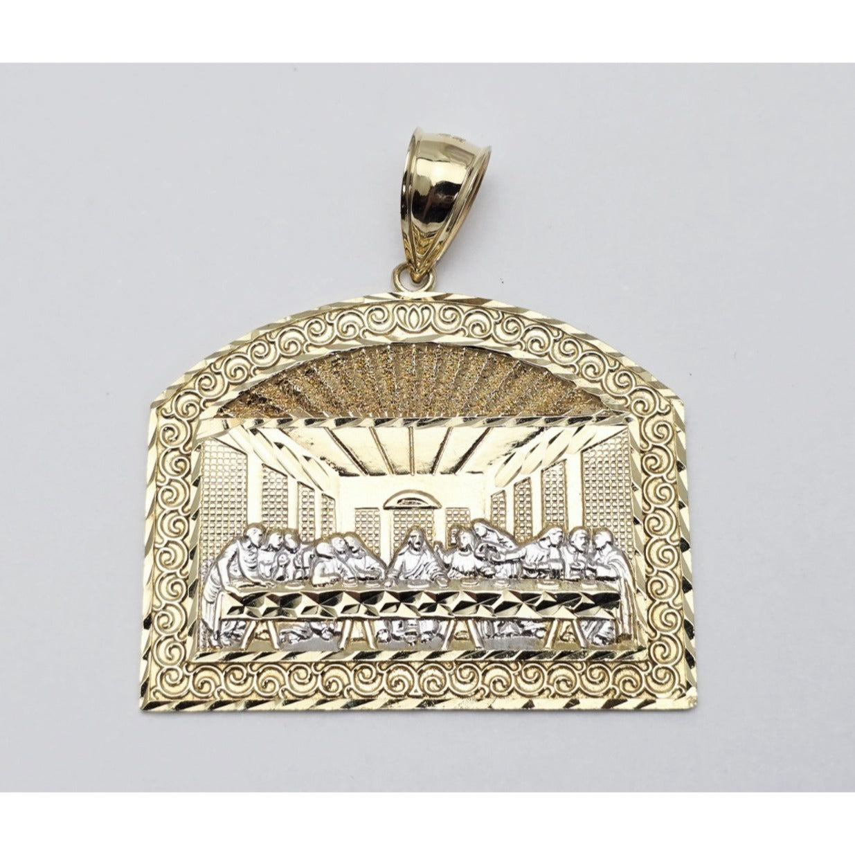 10K Two Tone Gold The Last Supper Charm Pendant