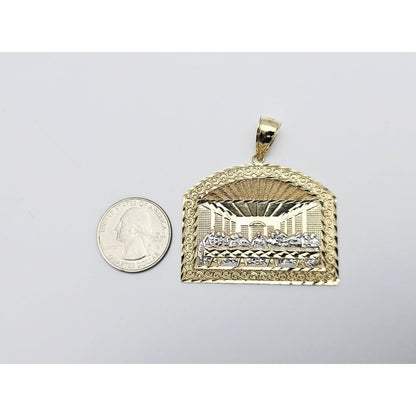 10K Two Tone Gold The Last Supper Charm Pendant
