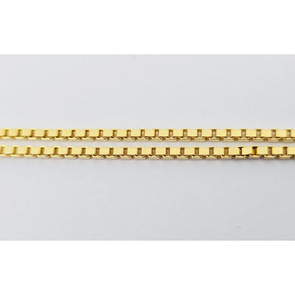 14K Yellow Gold Box Link Graduated Flower Chain Necklace