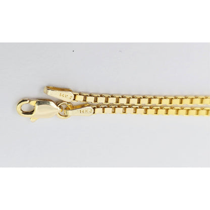 14K Yellow Gold Box Link Graduated Flower Chain Necklace