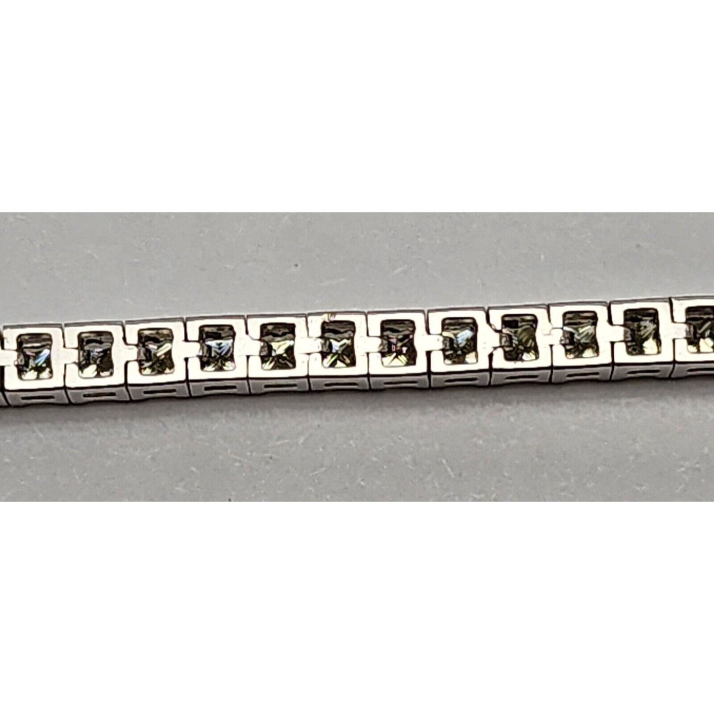 14K Solid White Gold Designer Princess Cut Diamond Tennis Link Bracelet