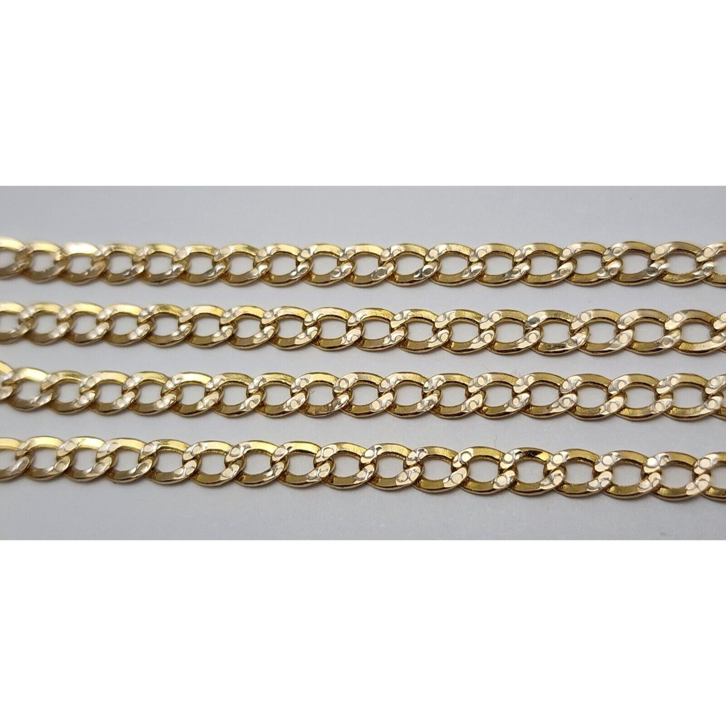 14K Two Tone Gold Diamond Cut Cuban Link Chain Necklace