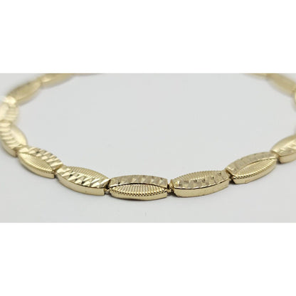 14K Solid Yellow Gold Diamond Cut Tennis Link Bracelet