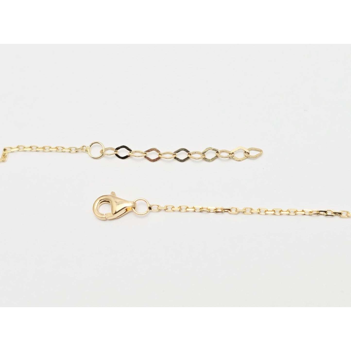 14K Yellow Gold Malachite Four Leaf Clover Resizable Cable Link Chain Necklace