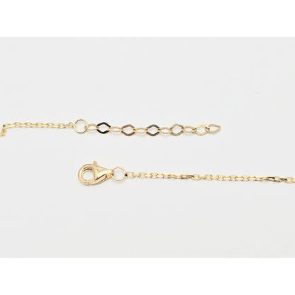 14K Yellow Gold Malachite Four Leaf Clover Resizable Cable Link Chain Necklace