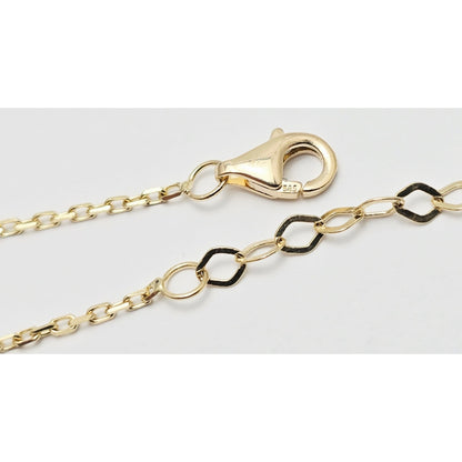 14K Yellow Gold Malachite Four Leaf Clover Resizable Cable Link Chain Necklace