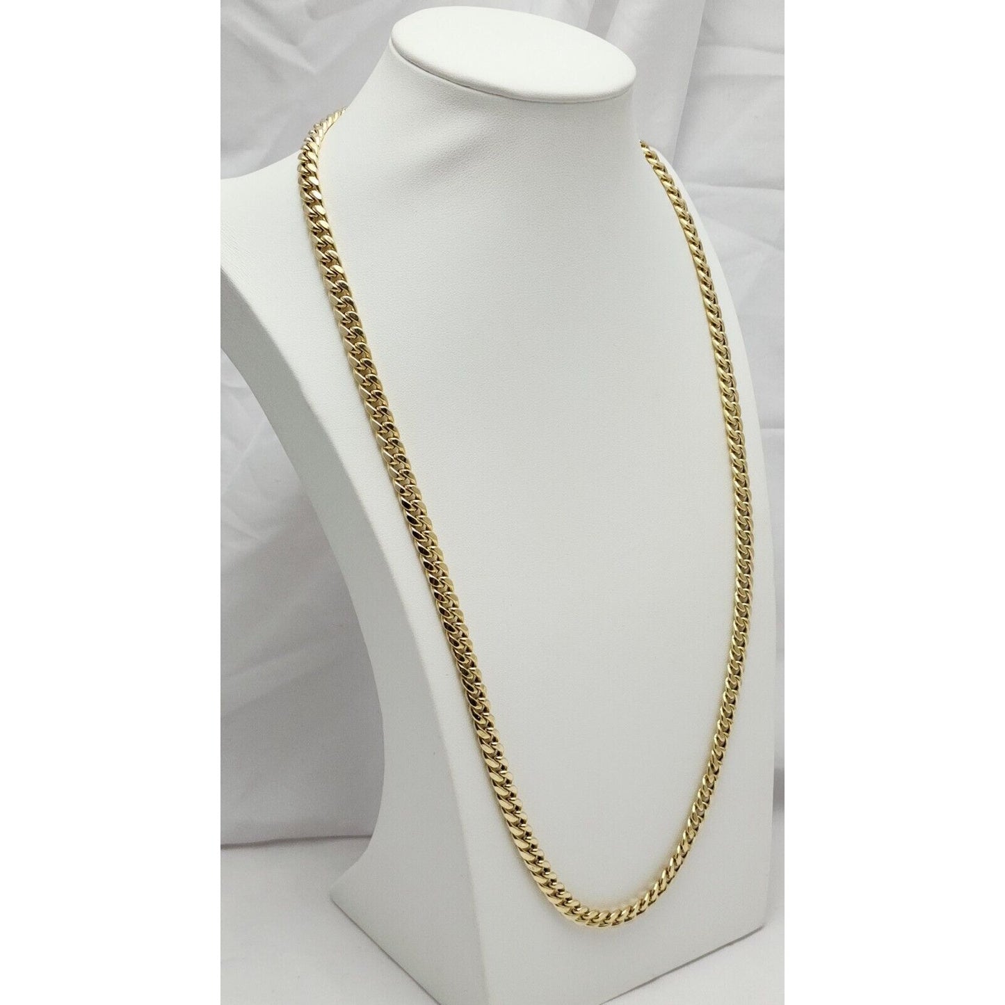 14K Solid Yellow Gold Cuban Link Chain Necklace