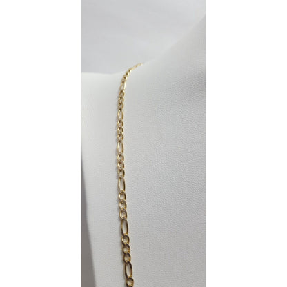 14K Two Tone Gold Diamond Cut Figaro Link Chain Necklace