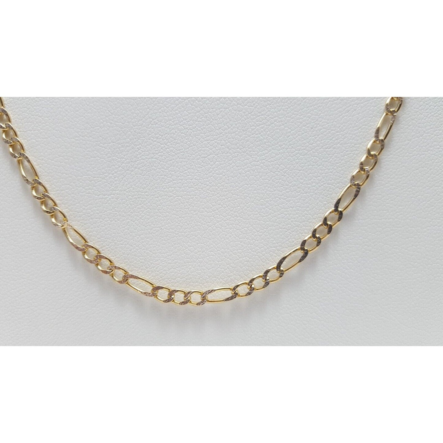 14K Two Tone Gold Diamond Cut Figaro Link Chain Necklace