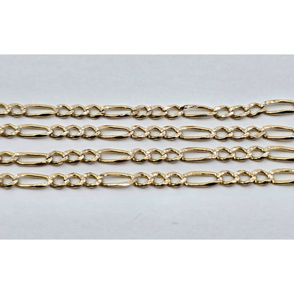 14K Yellow Gold Diamond Cut Figaro Link Chain Necklace