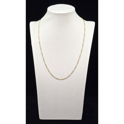 14K Yellow Gold Diamond Cut Figaro Link Chain Necklace