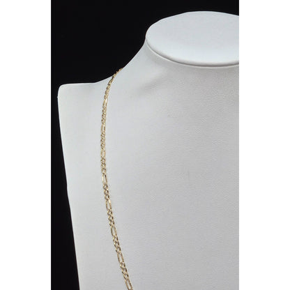 14K Yellow Gold Diamond Cut Figaro Link Chain Necklace