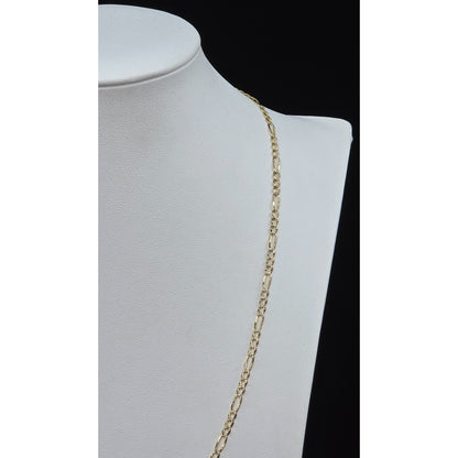 14K Yellow Gold Diamond Cut Figaro Link Chain Necklace