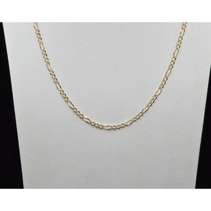14K Yellow Gold Diamond Cut Figaro Link Chain Necklace