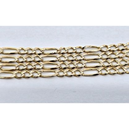 14K Yellow Gold Diamond Cut Figaro Link Chain Necklace