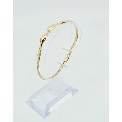 14K Yellow Gold Herringbone Hand Motif CZ Bracelet
