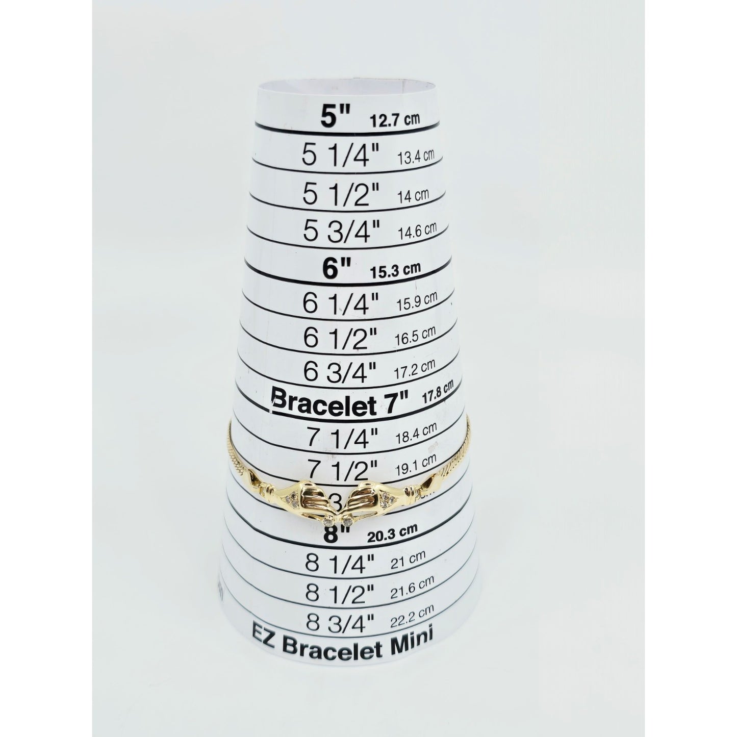 14K Yellow Gold Herringbone Hand Motif CZ Bracelet