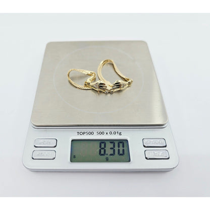 14K Yellow Gold Herringbone Hand Motif CZ Bracelet