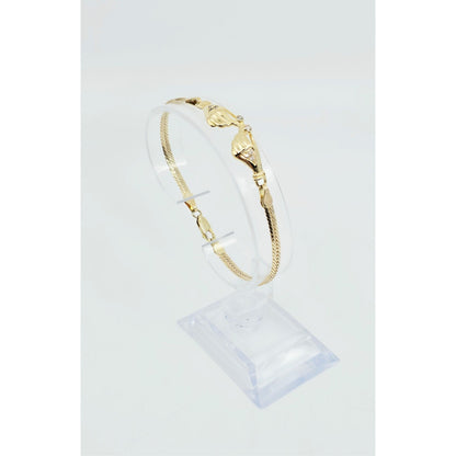 14K Yellow Gold Herringbone Hand Motif CZ Bracelet