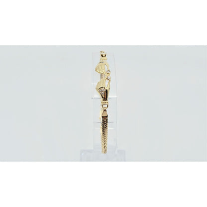 14K Yellow Gold Herringbone Hand Motif CZ Bracelet