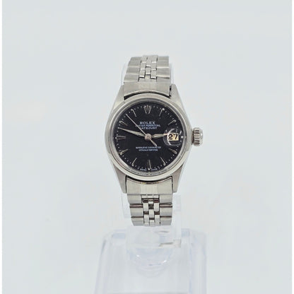 Rolex Lady Date 6516 Datejust Dial Black Tritium Jubilee 24mm Vintage Watch