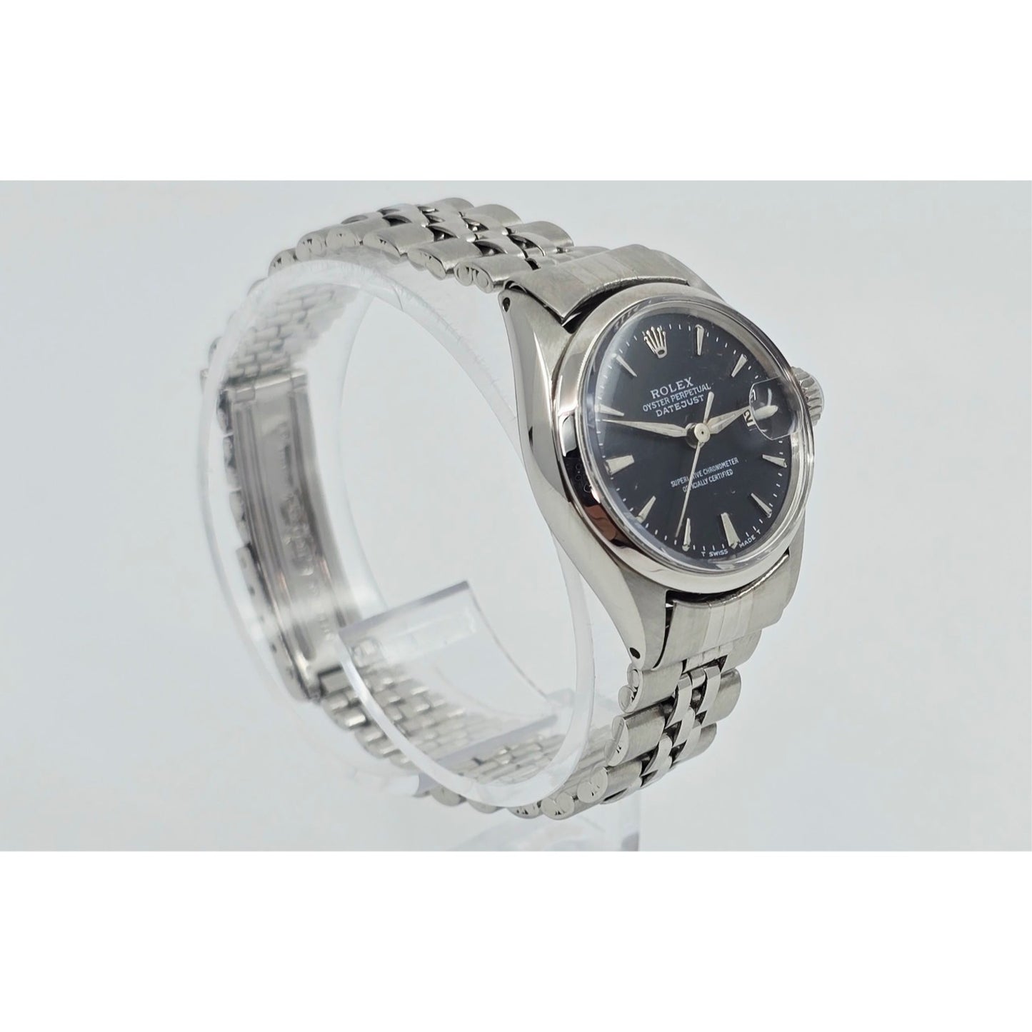 Rolex Lady Date 6516 Datejust Dial Black Tritium Jubilee 24mm Vintage Watch