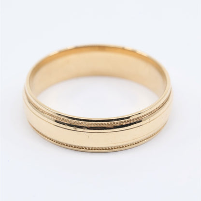 10K Yellow Gold Double Milgrain Beaded Edges Wedding Band Ring