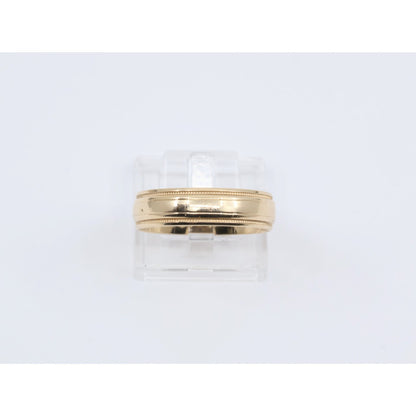 10K Yellow Gold Double Milgrain Beaded Edges Wedding Band Ring