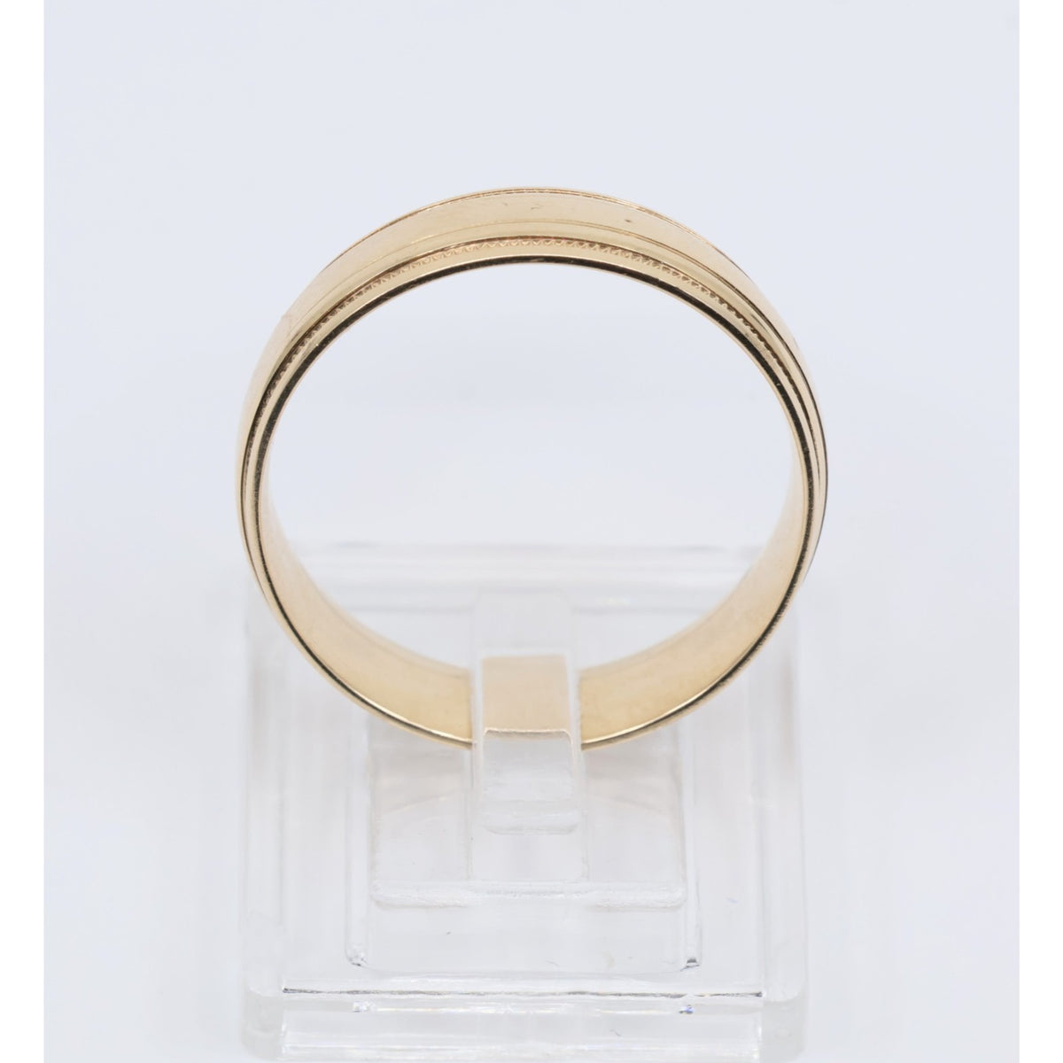 10K Yellow Gold Double Milgrain Beaded Edges Wedding Band Ring