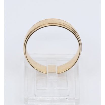 10K Yellow Gold Double Milgrain Beaded Edges Wedding Band Ring
