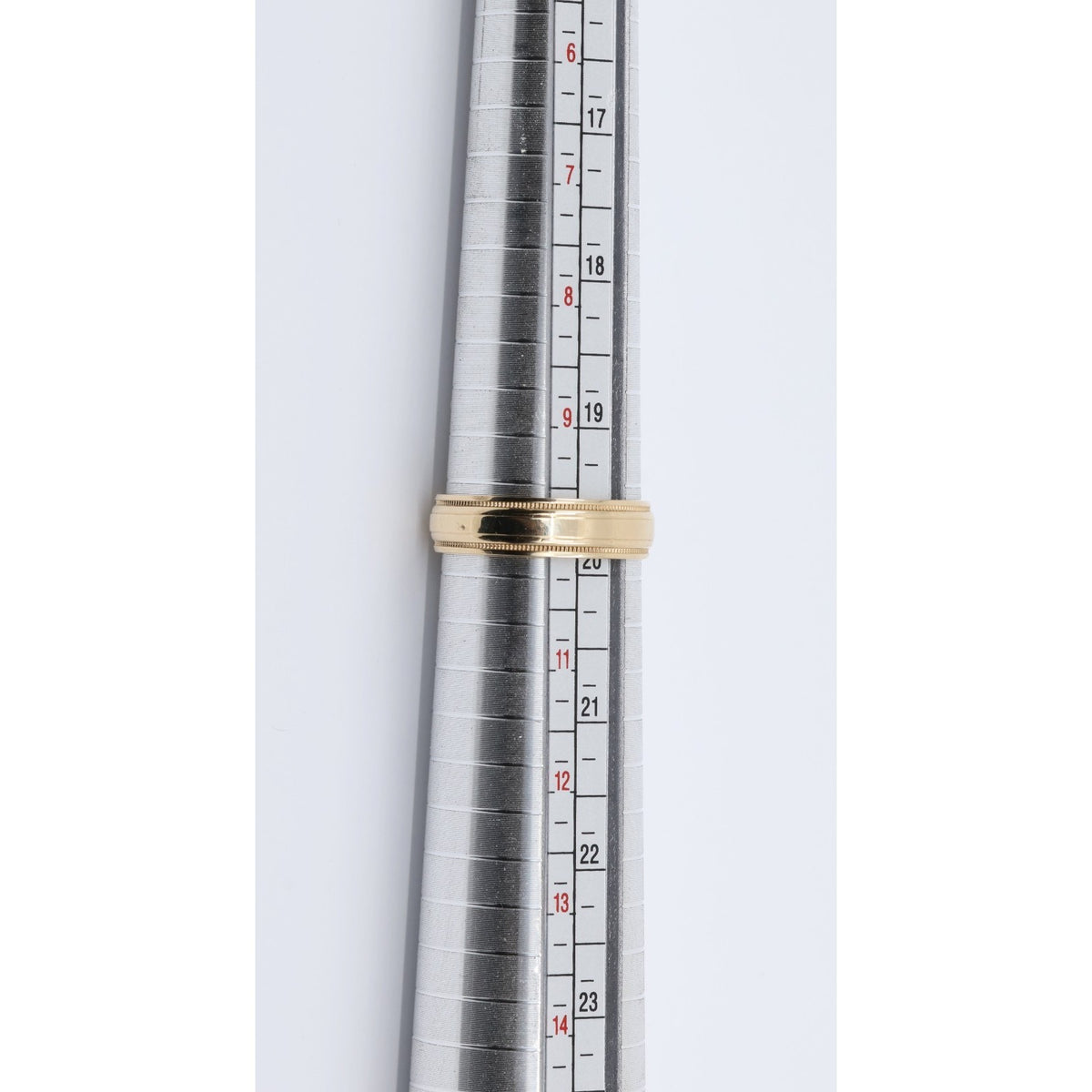 10K Yellow Gold Double Milgrain Beaded Edges Wedding Band Ring