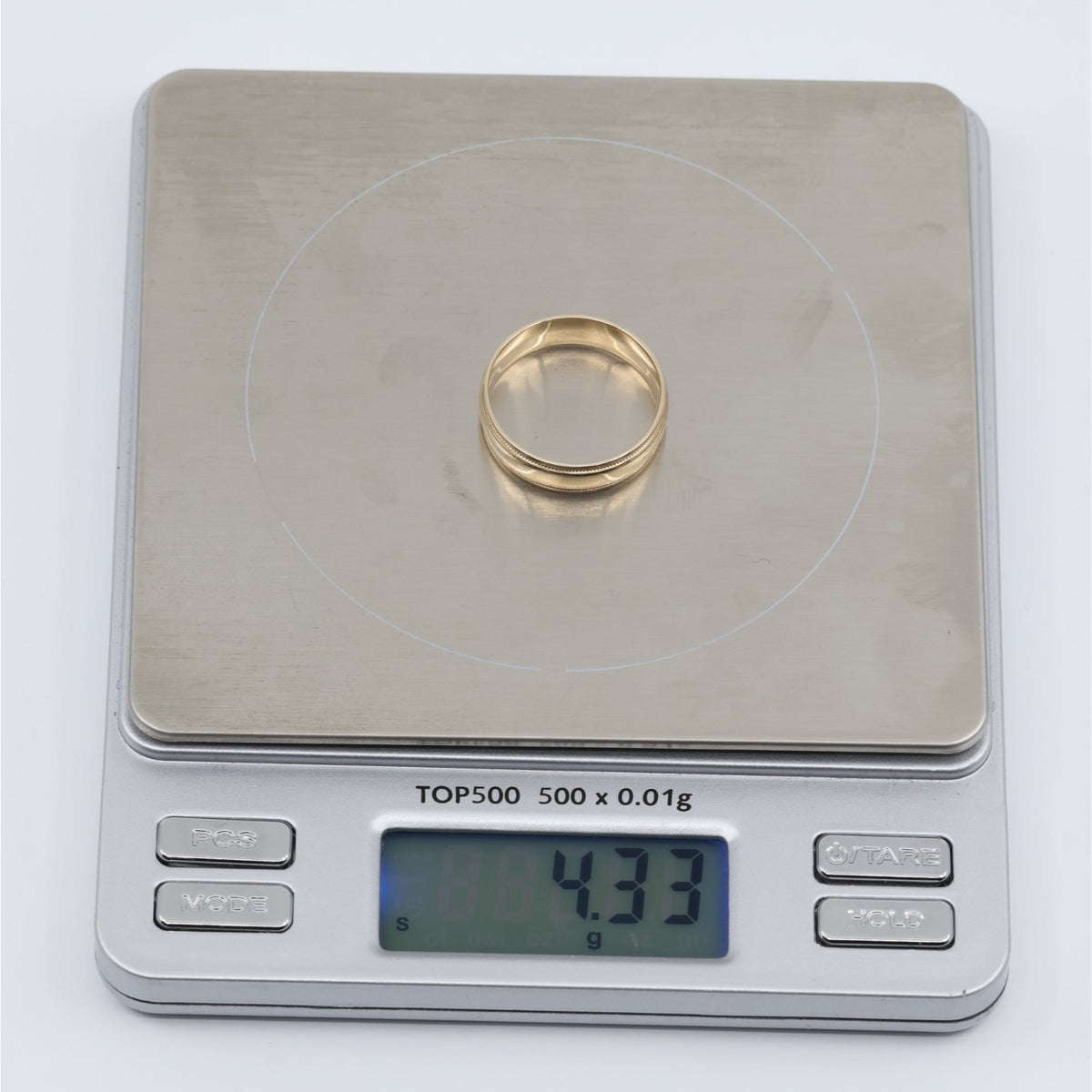 10K Yellow Gold Double Milgrain Beaded Edges Wedding Band Ring