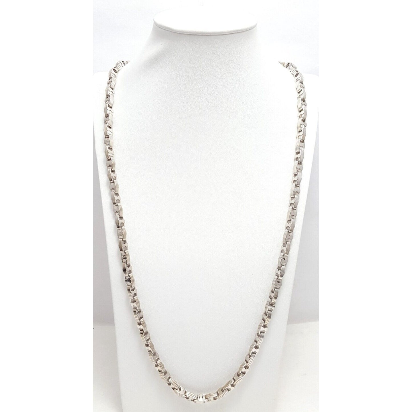 Large Heavy 18K White Gold Link Chain Necklace