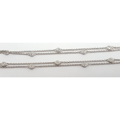 18K White Gold Round Diamond Cable Link Chain Necklace