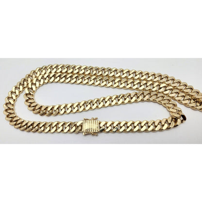 Large 14K Yellow Gold Cuban Link Chain Necklace