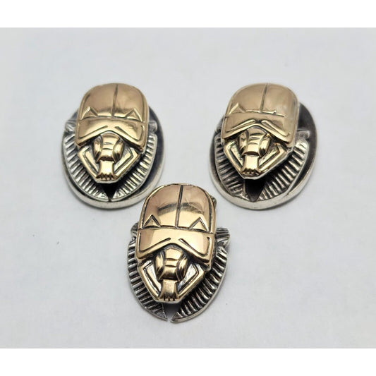 Allan Adler Sterling Silver & GP Scarab Cufflinks & Pin Silversmith to the Stars