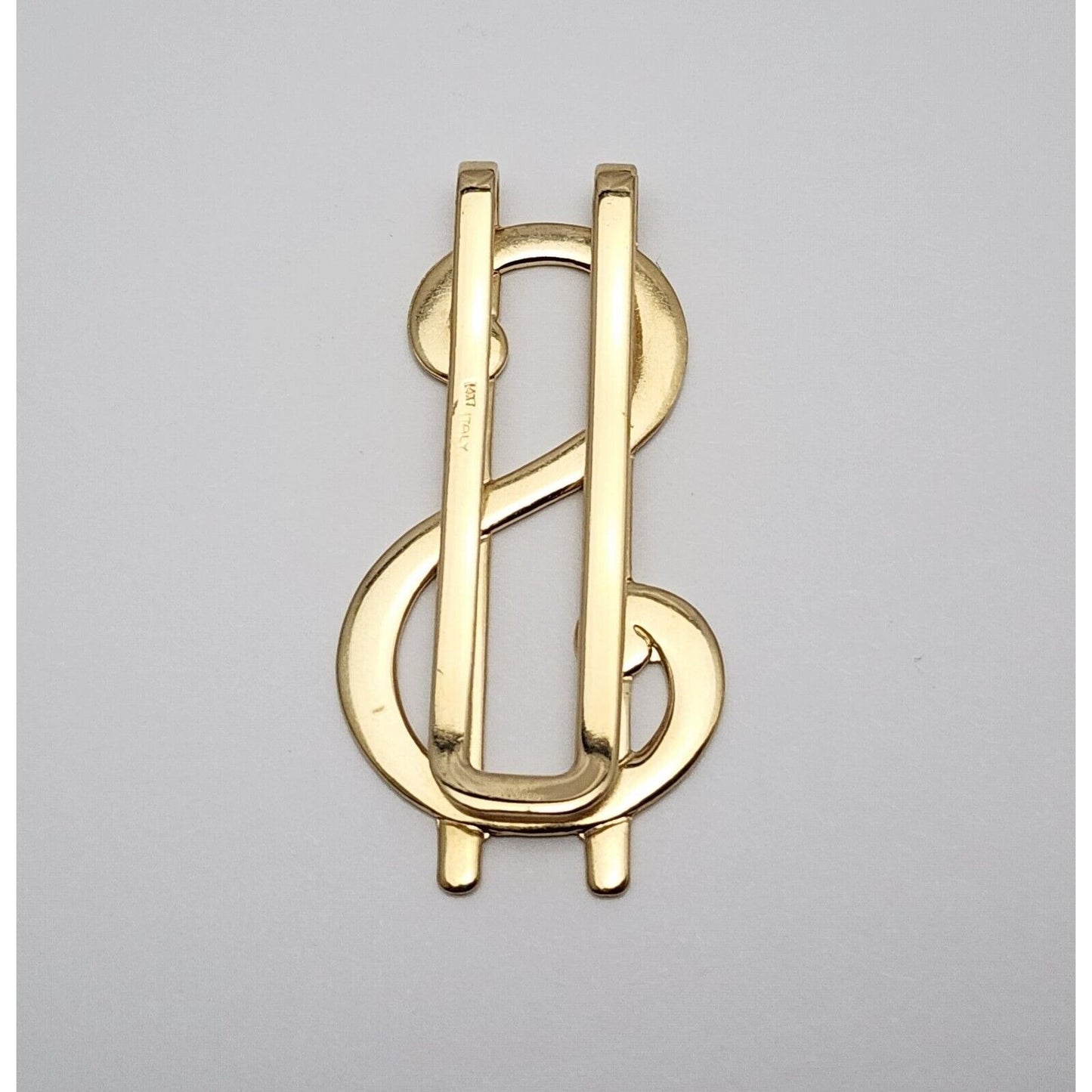 14K Solid Yellow Gold Dollar Sign Money Clip Italy Made