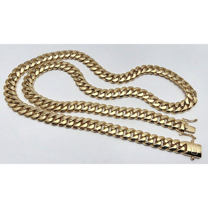 Large 14K Yellow Gold Cuban Link Chain Necklace