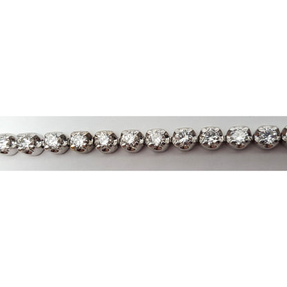 14K Solid White Gold Designer Diamond Tennis Link Bracelet